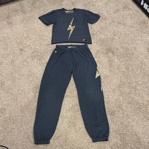 Aviator Nation Navy Tee & Jogger Set with Gold Lightning Bolt